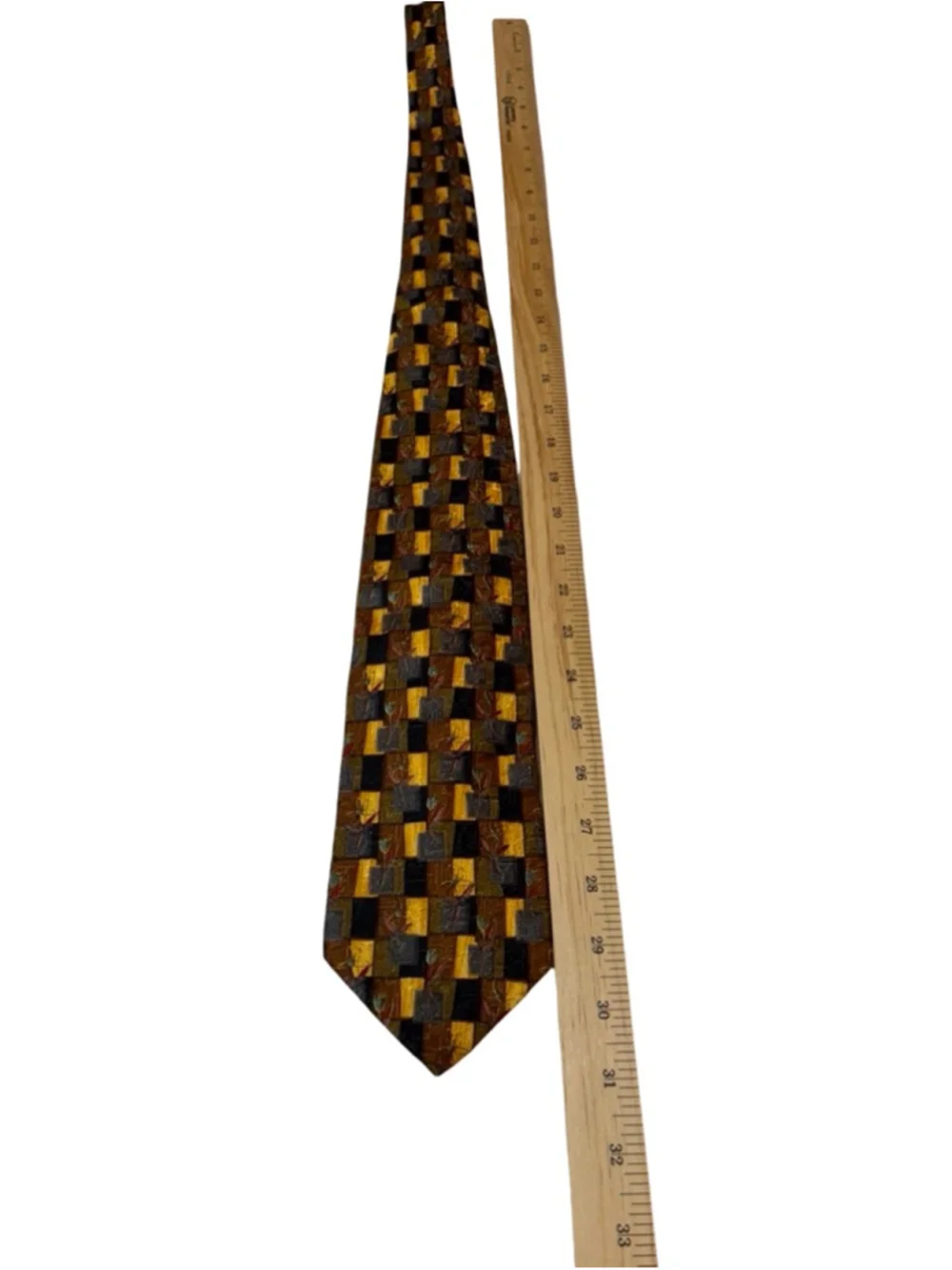 Ermenegildo Zegna Silk Tie Gold Brown Geometric Floral Made in Italy Luxury